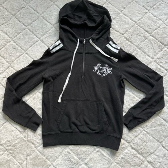 Victoria's Secret PINK | Black Quarter Zip Hoodie | Size Small - Picture 4 of 11